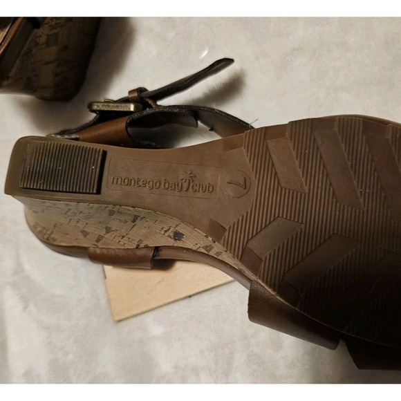 Montego Bay Club Cork-Like Brown Wedge Sandals Women's Size 7 - Picture 7 of 7
